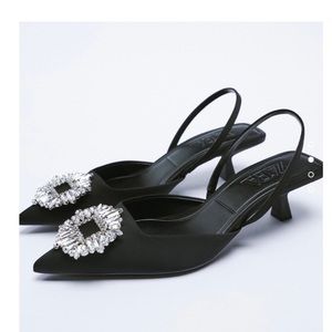 NWT Zara shimmery slingback heels